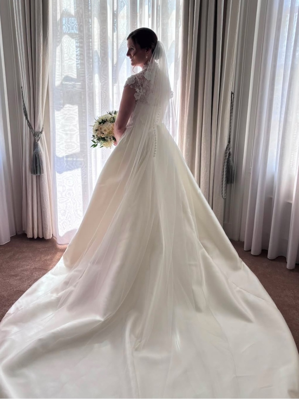 Italian Tulle Wedding Veil: Pencil Edge, White Ivory Bridal Veil.